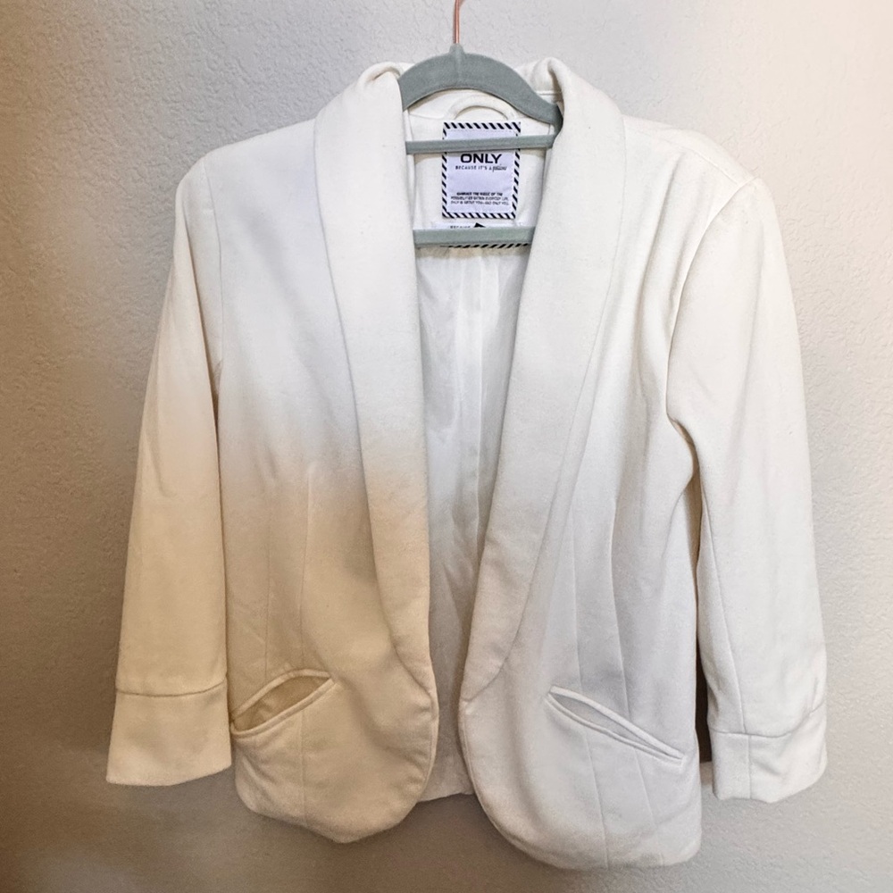 ONLY White 3/4 Sleeve Open Front Blazer – Size 38 (US 8)